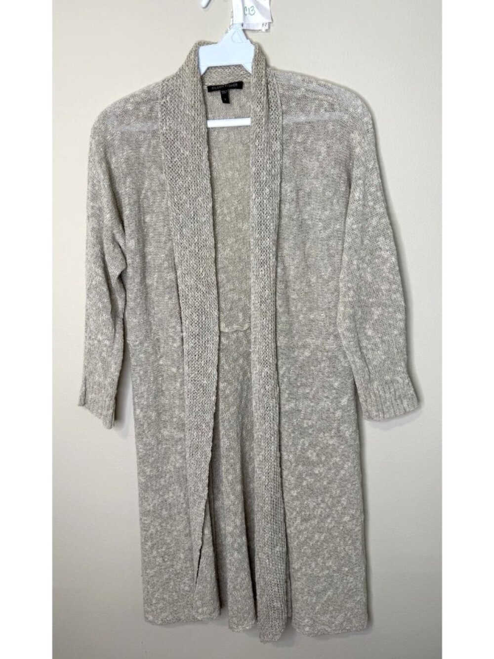 Eileen Fisher Cardigan Sweater Linen Knit Long Beach Coastal